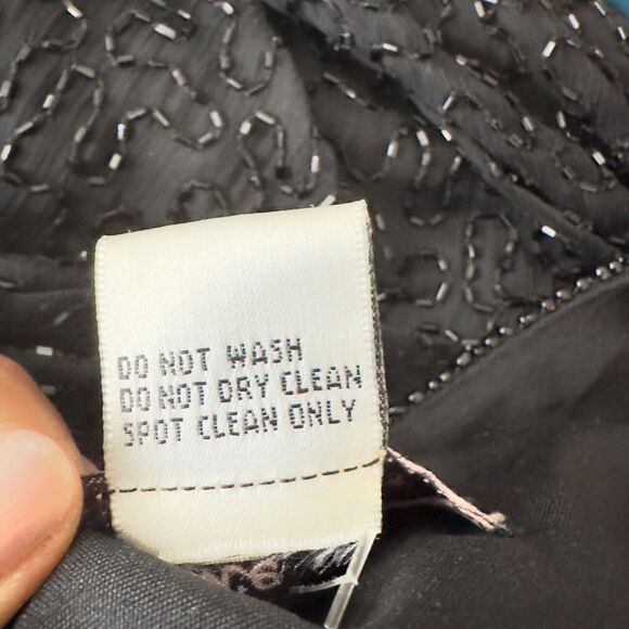 VTG Lawrence Kazer Jacket Blazer 100% Silk Black 3X Beaded Evening Cocktail Glam - Picture 7 of 14